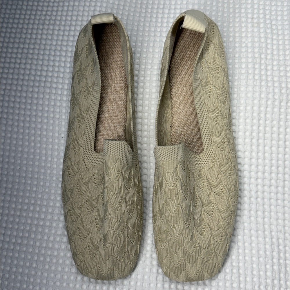 Beige Women's Woven Slip-On Shoes - Like New